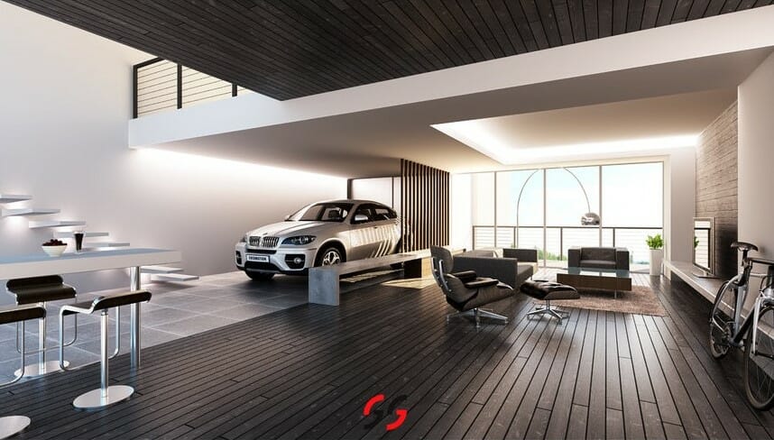 brown-and-white-living-room-with-car