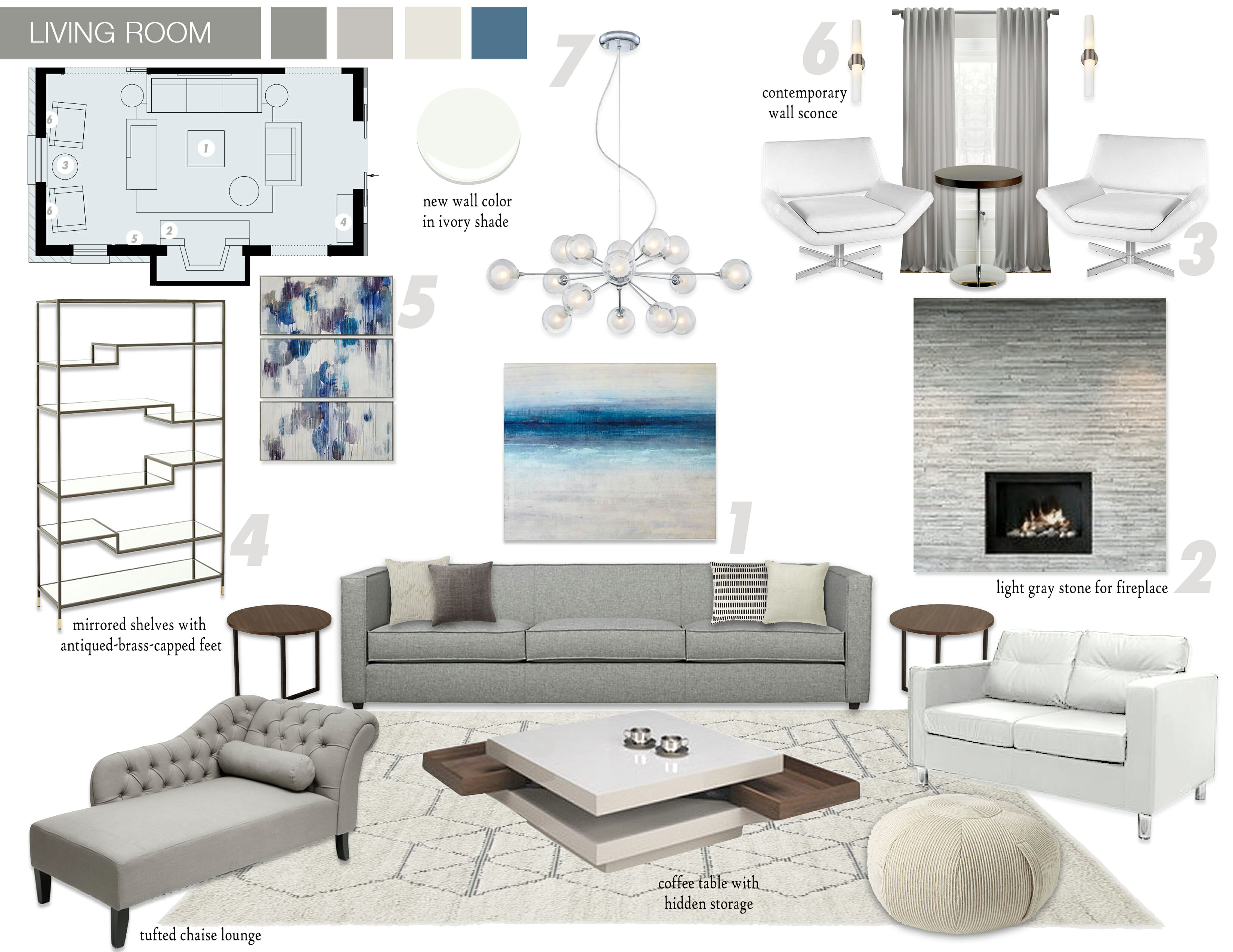 modern living room mood board