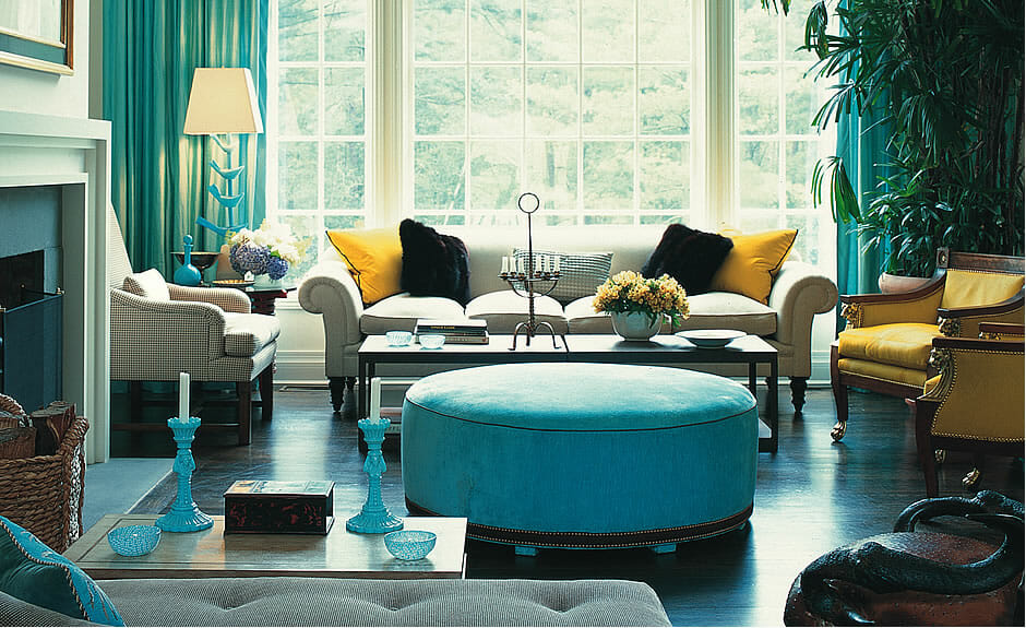 NYC blue living room design