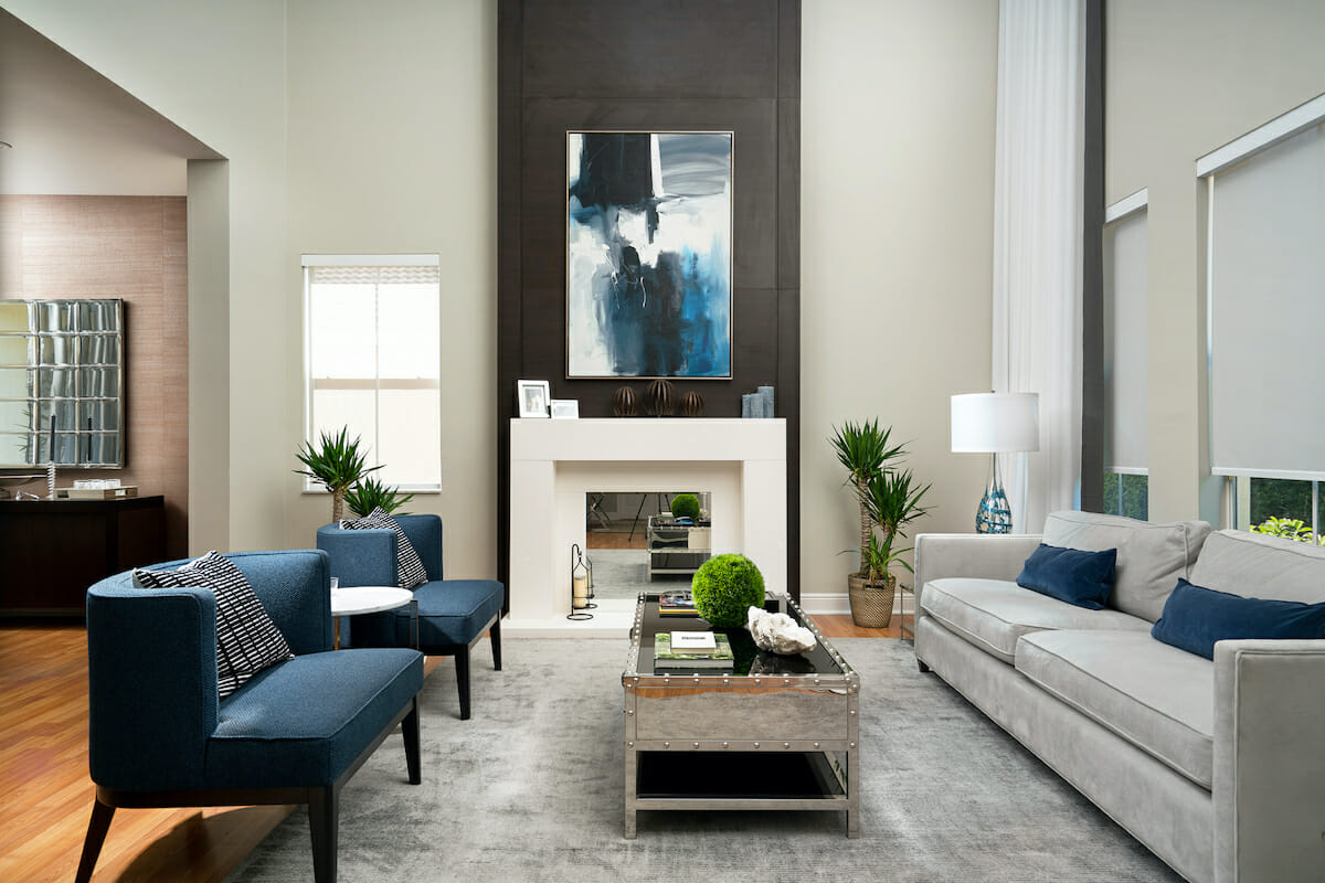 High ceiling living room design by houzz interior designer miami, renata bustos