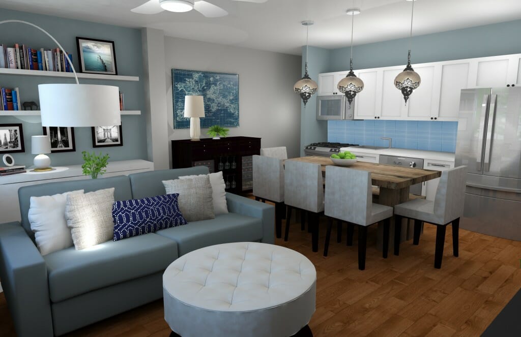 Decorilla online interior designer combined living dining room