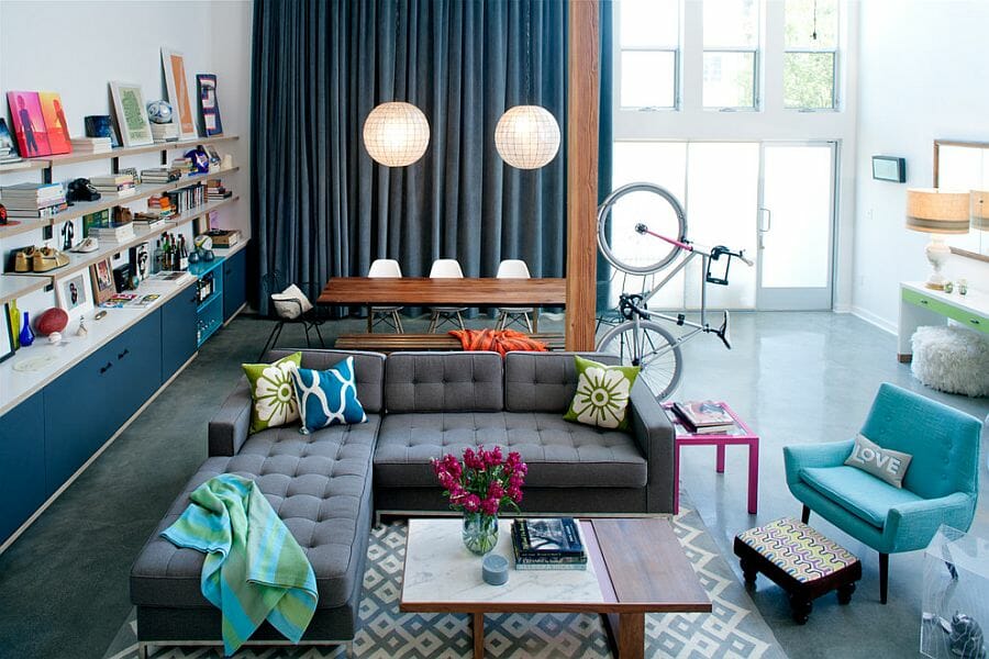 eclectic family style living room design