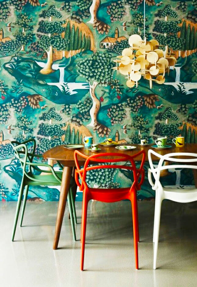 wallpaper-tree dining room design