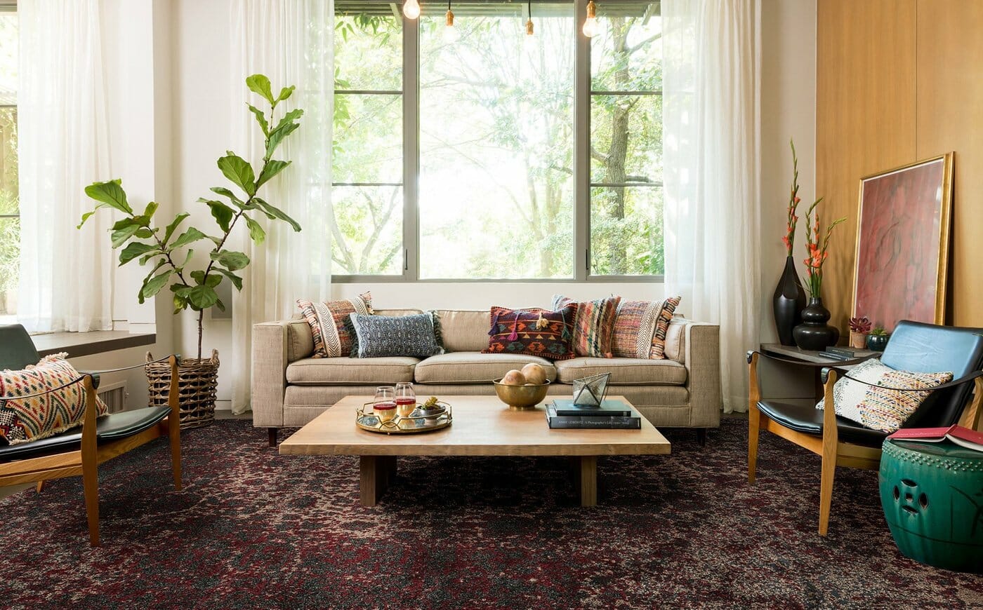 layered rugs cozy living room