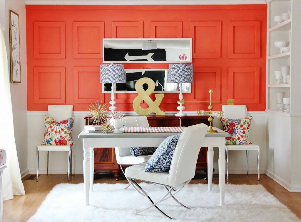 bold accent wall small office space