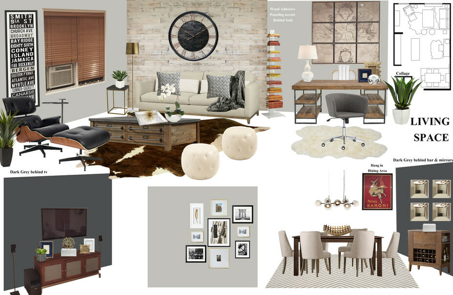 Before & After: Modern Rustic Living Room Design Online - Decorilla