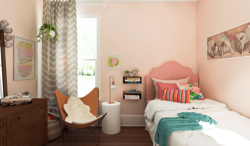 Eclectic teen bedroom design by Decorilla designer, Eleni P.