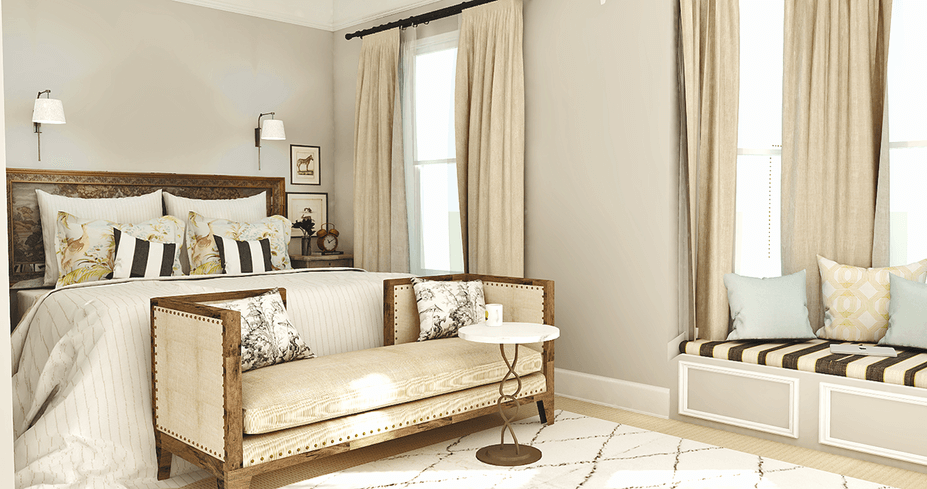 Classic-and-Soft-Bedroom-3D rendering