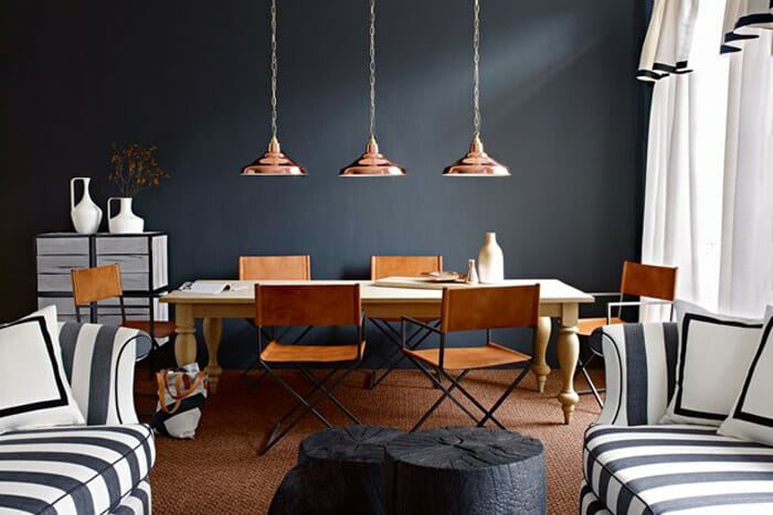 copper-interiors-dining-room-black-wall-copper-pendants-by-Jake-Curtis-via-House-and-Garden