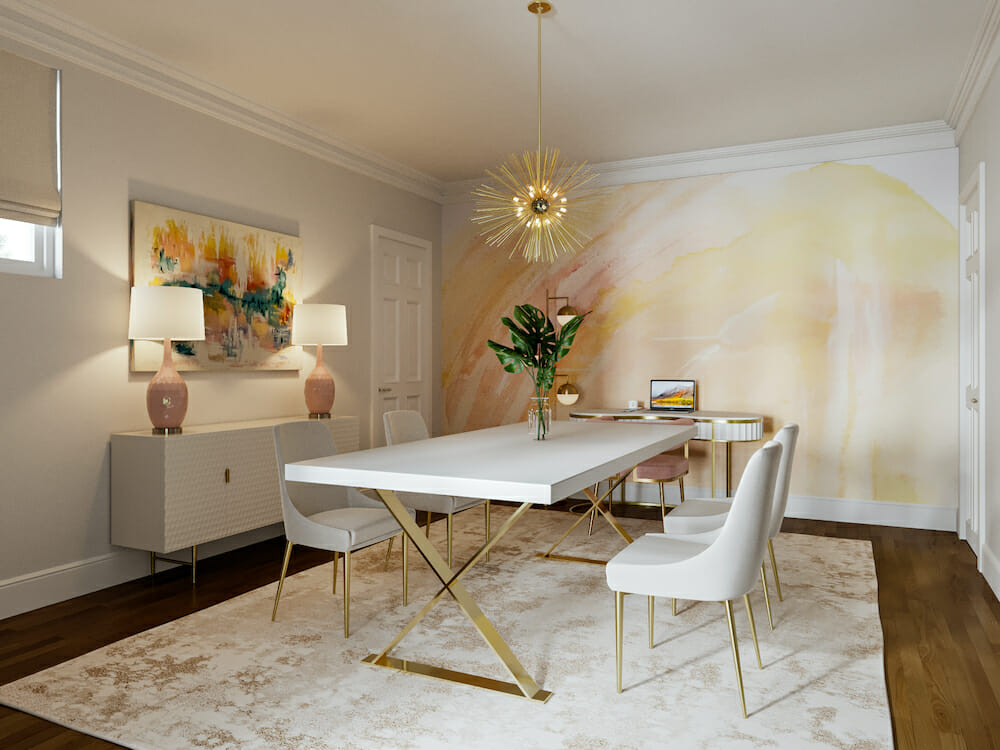 Glam office dining combo by affordable san francisco interior designer Theresa W