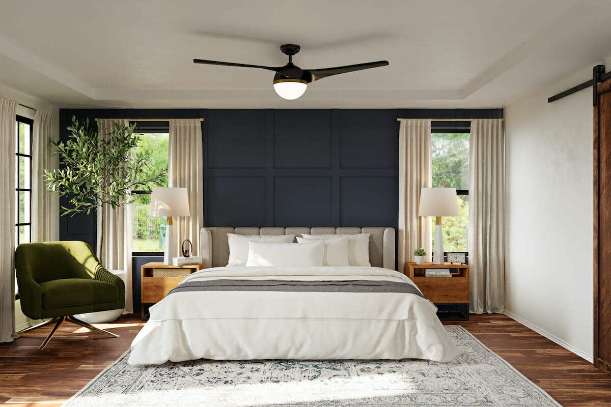 Modern Farmhouse Master Bedroom by one of the top houston interior designers Cayla S.