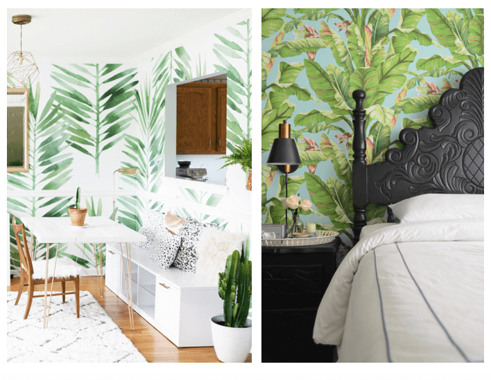 summer interior design trends botanical wallpaper