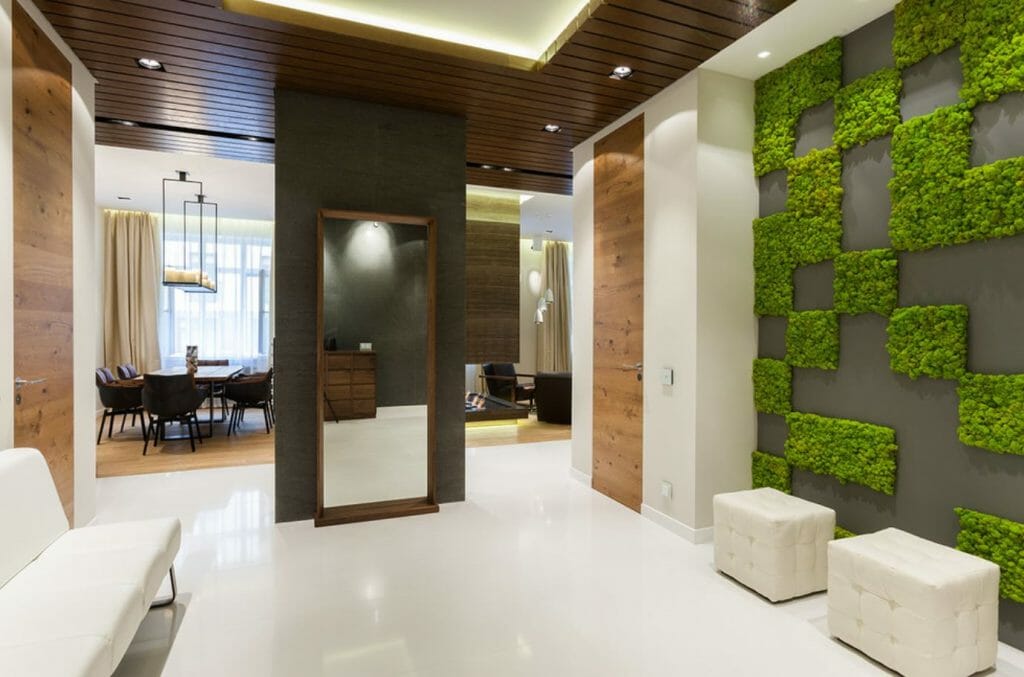 how to incorporate nature into your home- living wall in entry