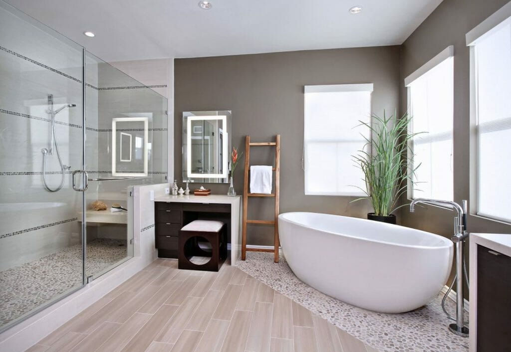 how to incorporate nature into your home- raw materials in bathroom