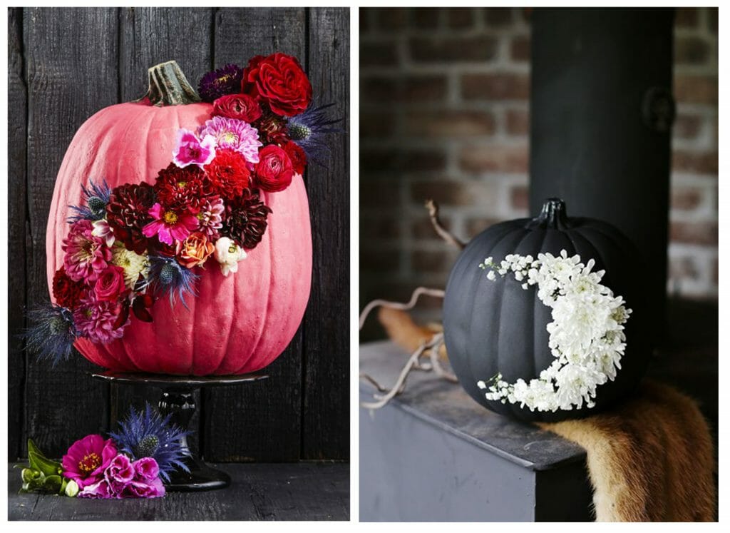 halloween decor trends floral pumpkin