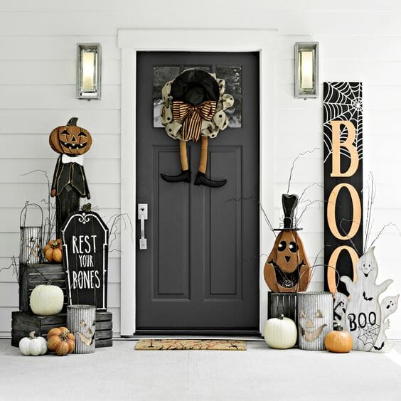 halloween decor trends layers on the front porch