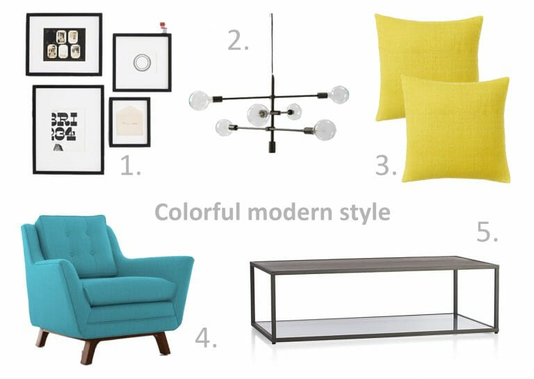 Before & After Playful Modern Online Living Room Design Decorilla
