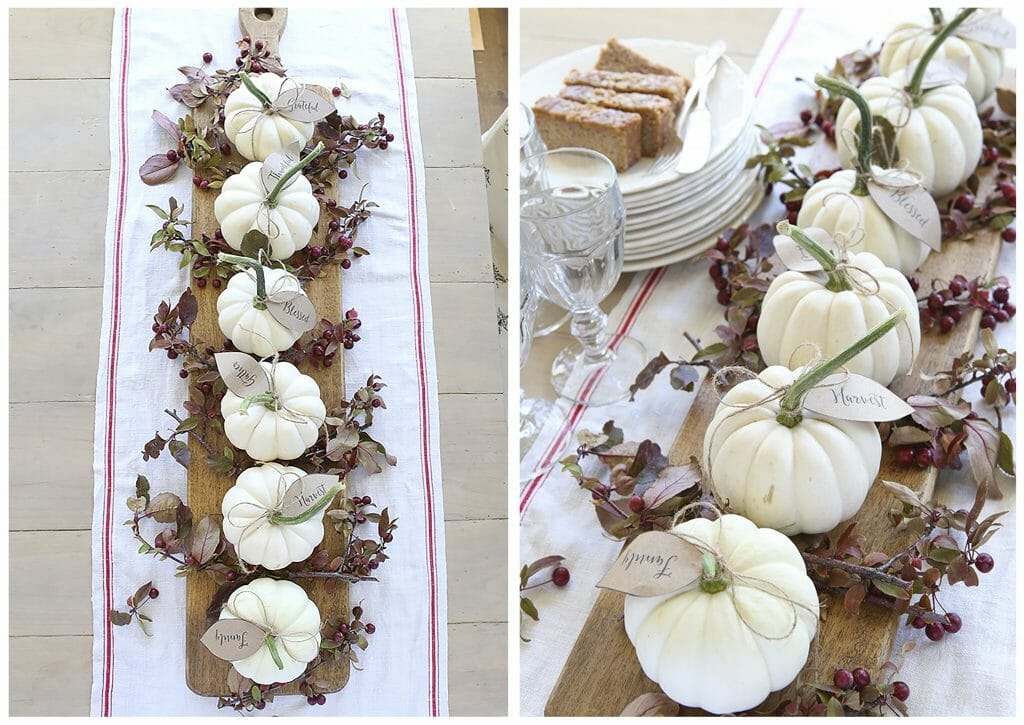 fall table decorations pumpkin place cards