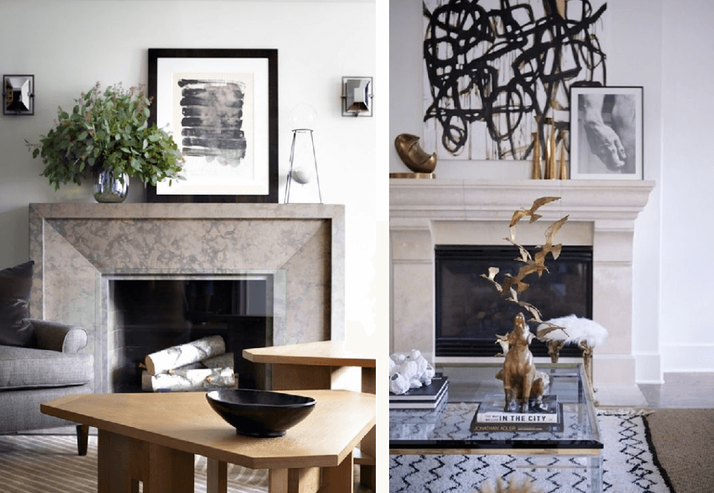 how to decorate a modern mantel vignette