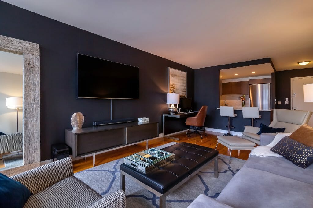modern bachelor pad living room