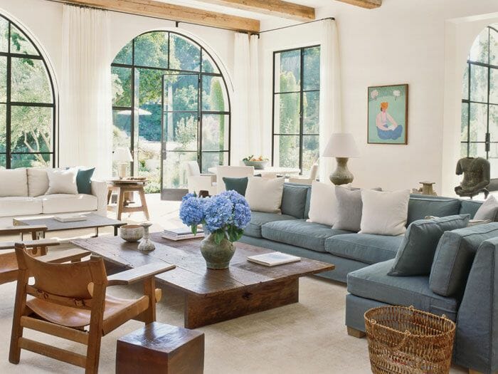 California home design blue sofa