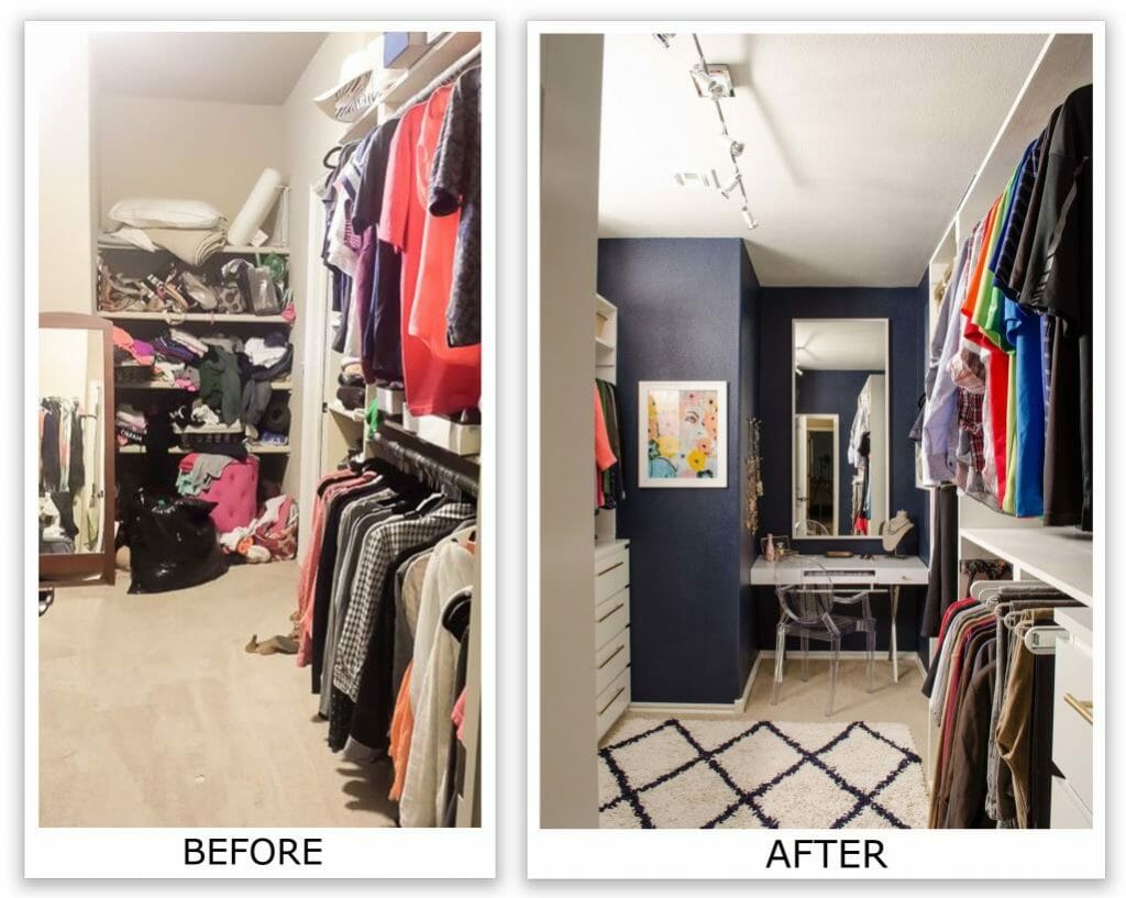 closet organization before and after