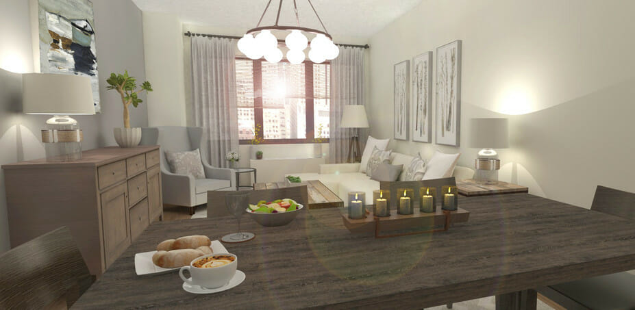 rustic chic online interior design rendering