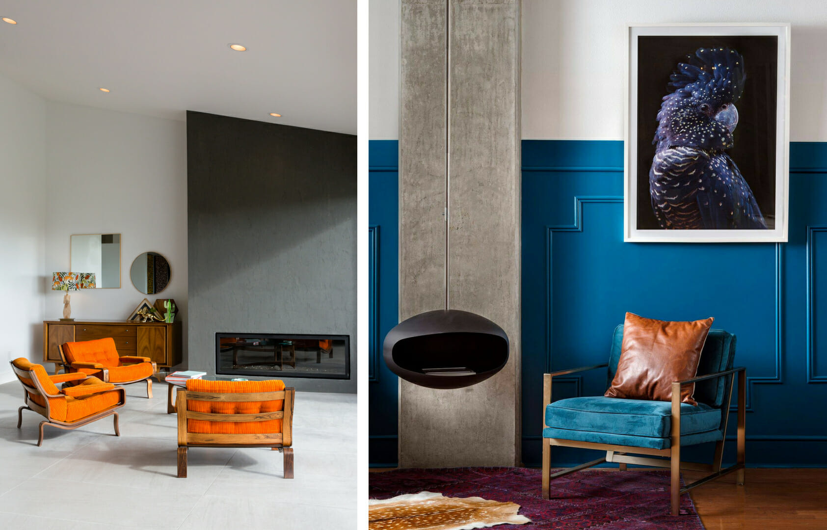 Pops of color in minimalist spaces by Decorilla designers Sara S. & Corine M.