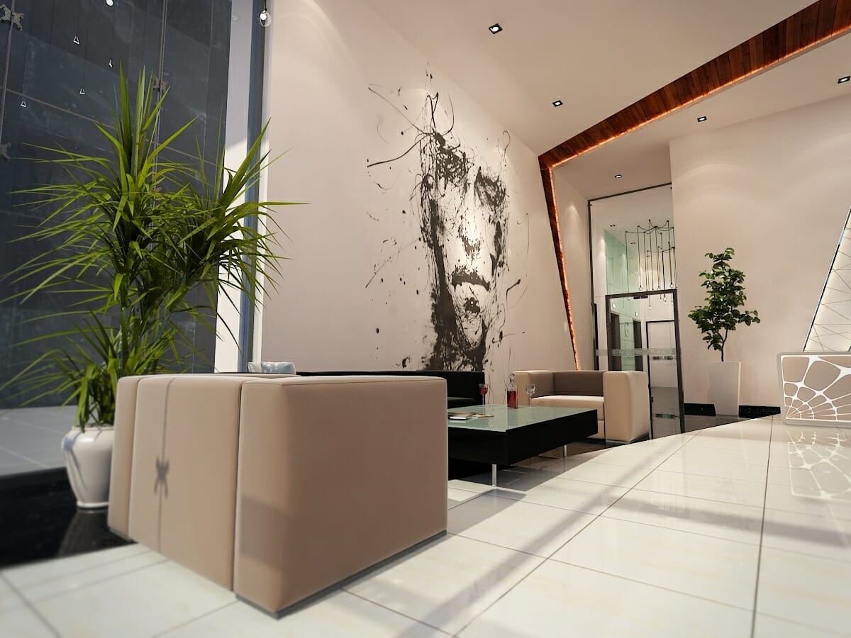 creative startup office interior design with lobby