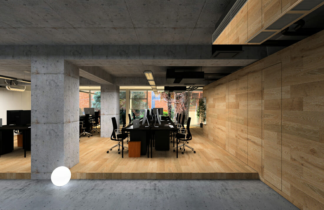 Minimal office interior design by Decorilla designer, Alicja S.