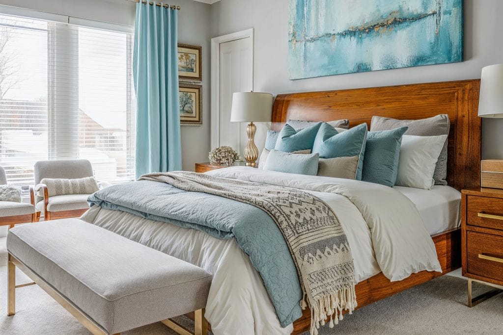 Bedroom essentials in a soothing coastal interior by Decorilla