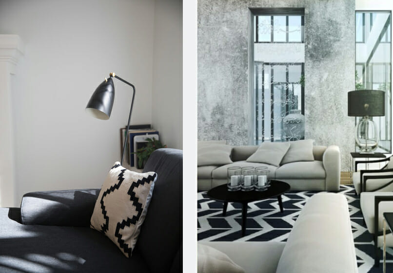 black and white living room decor textiles