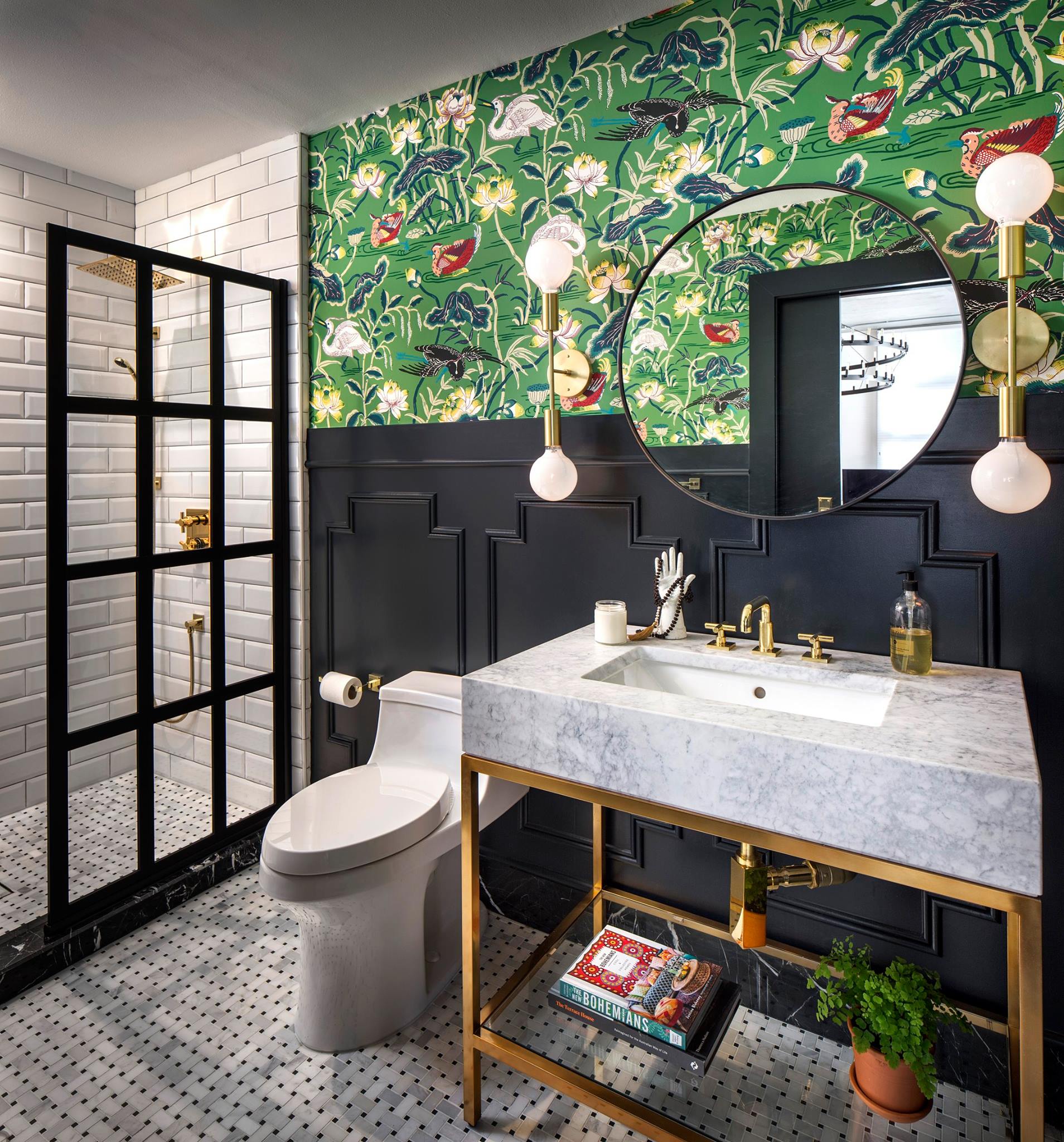 online interior designer spotlight corine m bathroom wallpaper