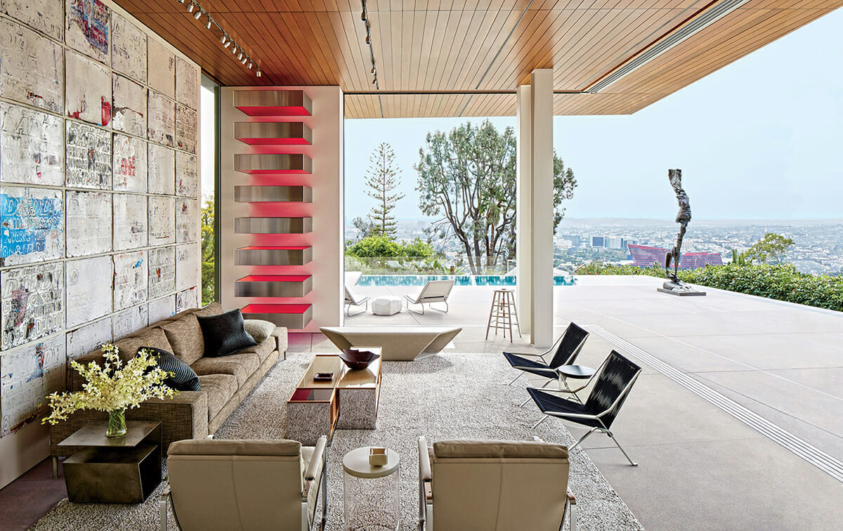 Contemporary-home-interior-design-Outdoor-Lounging-Area-with Contemporary-Art