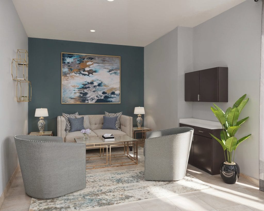 Soft sage, misty blue, pale aqua, warm sand