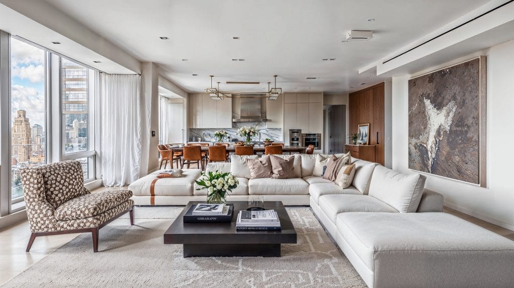 Original relief artwork in an open-concept space by Decorilla