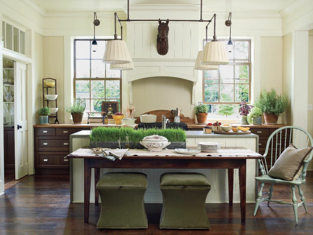 modern farmhouse interior design greenery