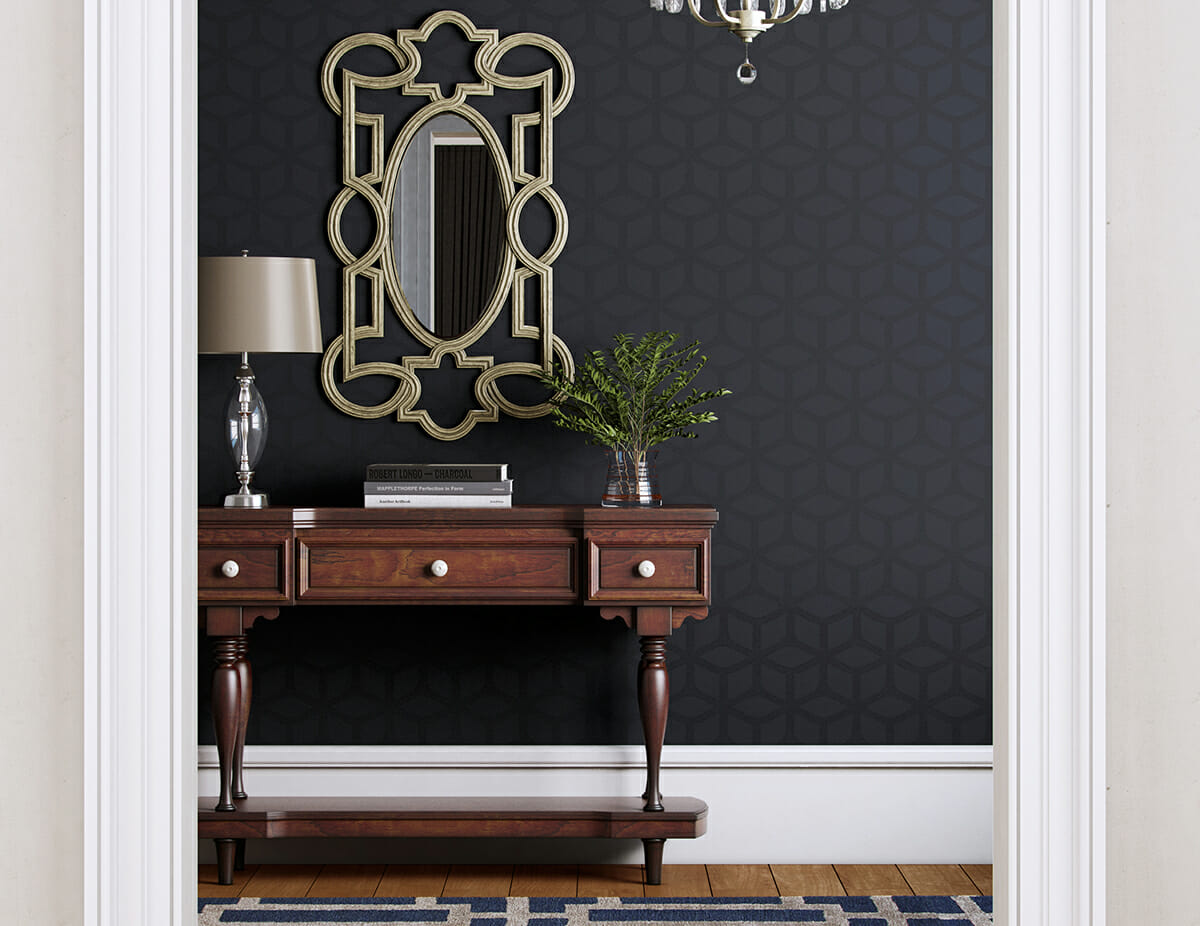 hallway interior design with ornate mirror João Paulo Albuquerque