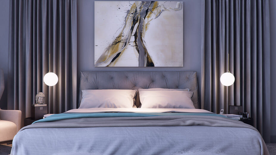 romantic bedroom online design by Decorilla designer Miaden C.