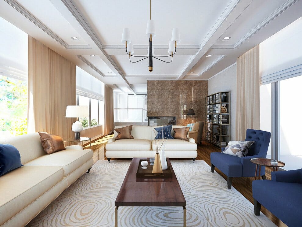 Before & After: Elegant Transitional Online Living Room Design