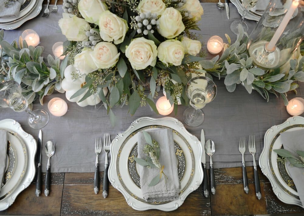 fall table decorating ideas neutral greenery