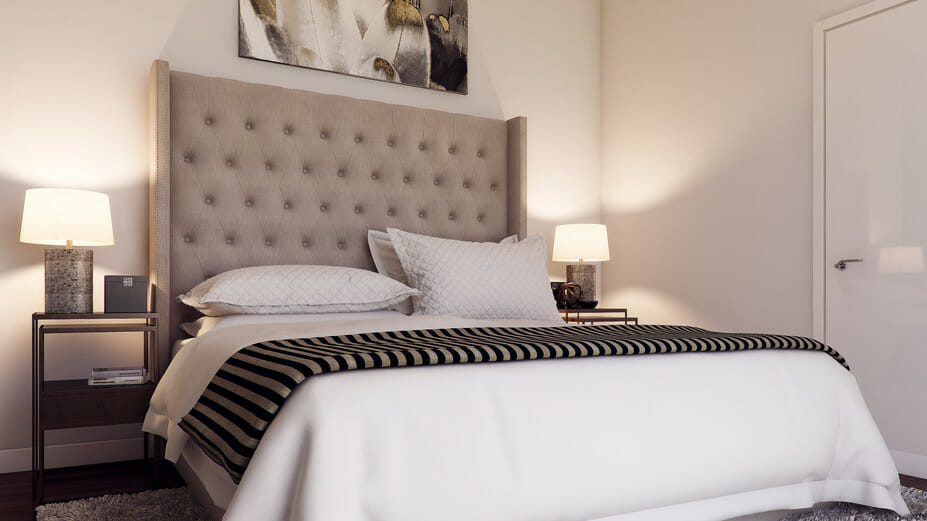 modern apartment decor ideas with transitional headboard in the bedroom