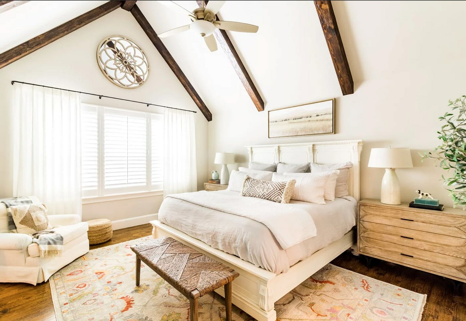 Neutral rustic bedroom by top dallas interior designers, landry designs 2