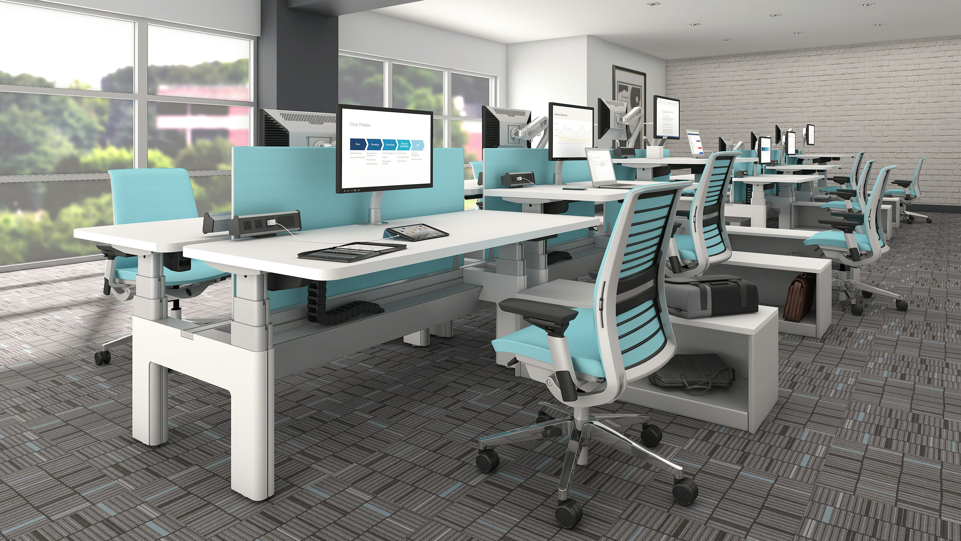 steelcase series bench modern office design furniture solutions desk with outlet plug