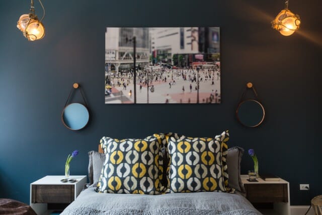 inspirational art in a feng shui bedroom