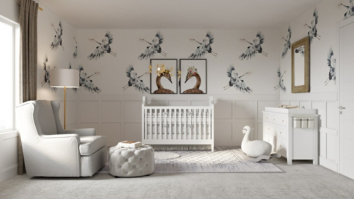 nursery interior design wallpaper crib