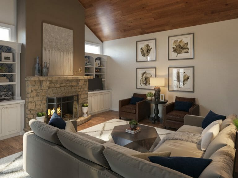 Before & After: Transitional Living Room Online Interior Design ...