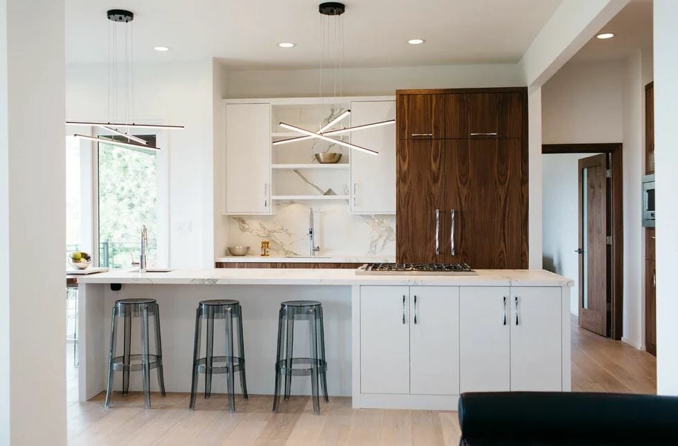 kitchen interior design white and wood