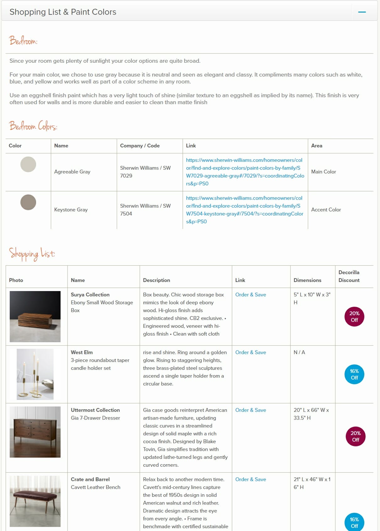 decorilla vs decorist comparison shopping list