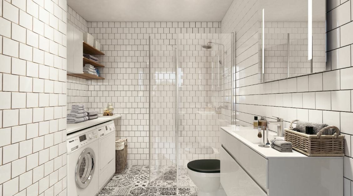 laundry room 3d rendering - home interior design